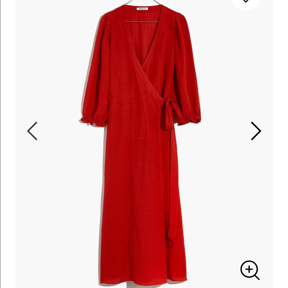 ❤️Linen-Blend Ruffle-Cuff Wrap Dress
